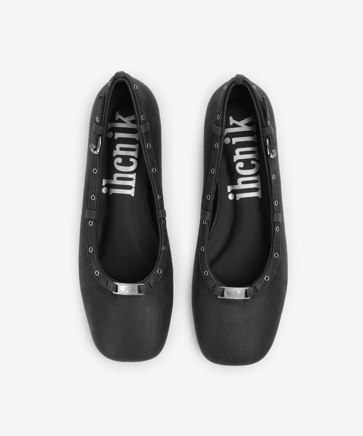 이크닉(IHCNIK) 001 coated denim eyelet flats