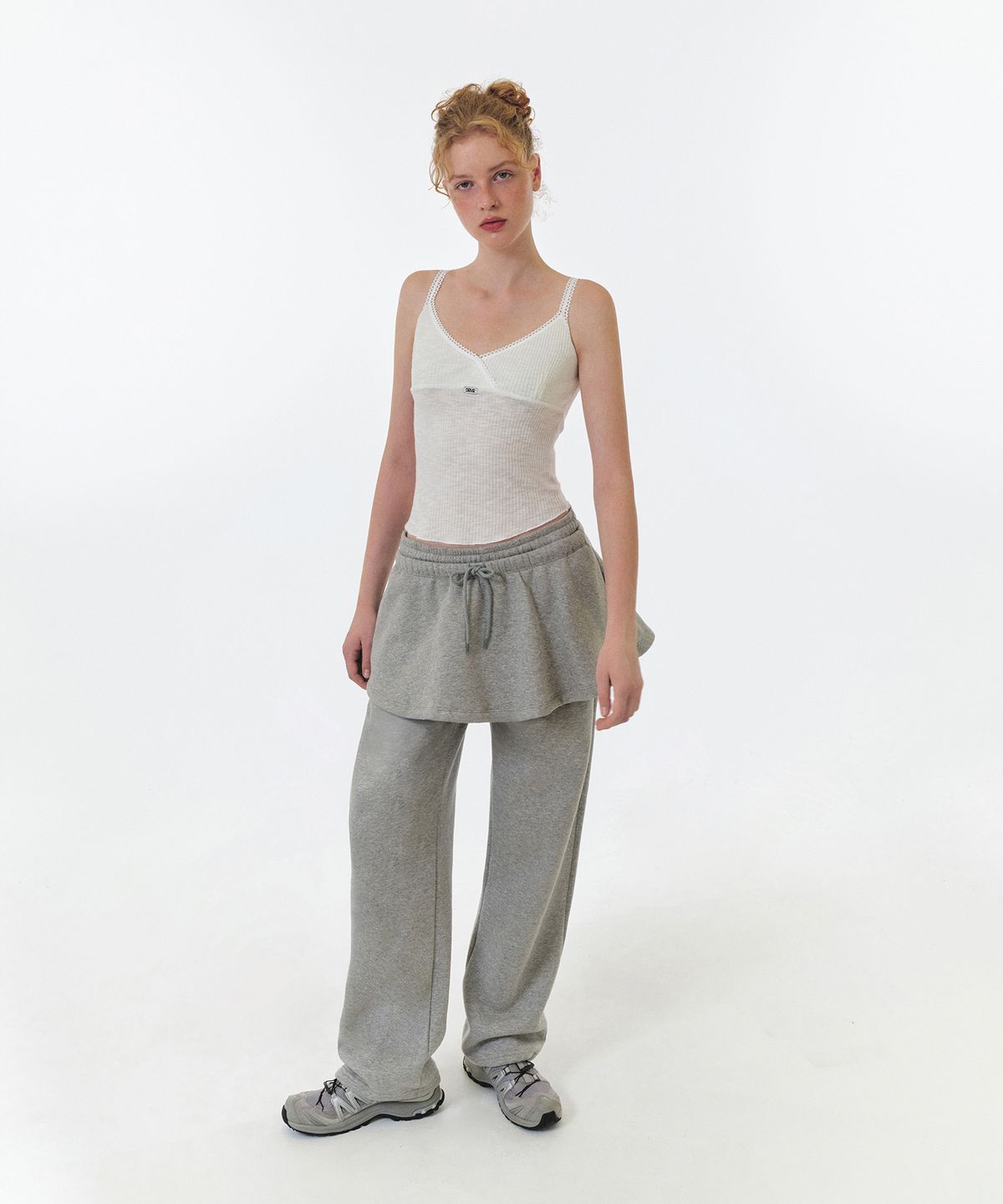 그로브(GROVE) REN FLARED SWEAT SKIRT (LIGHT GREY)