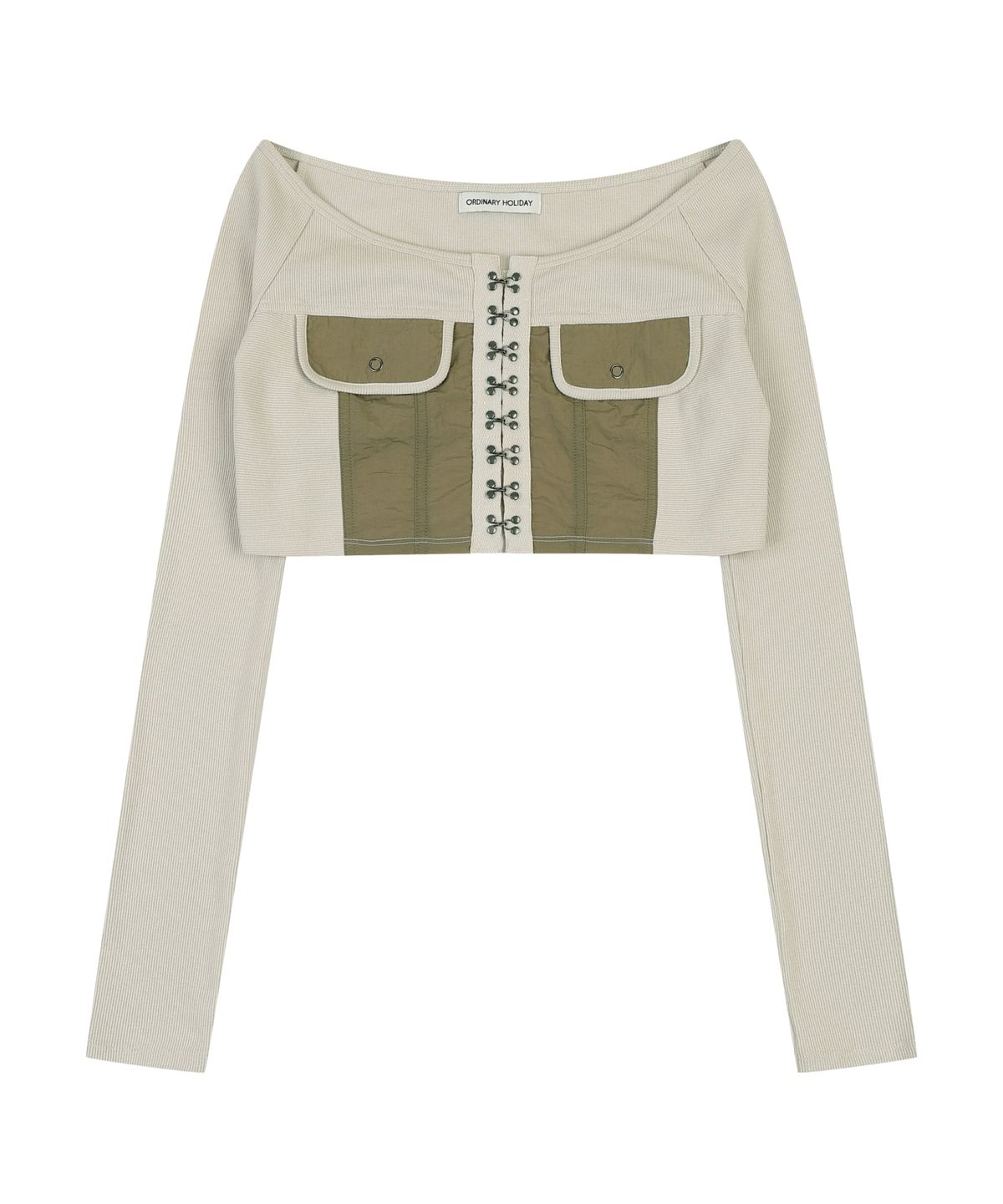 오디너리 홀리데이(ORDINARY HOLIDAY) RIBBED CARDIGAN SET [KHAKI]