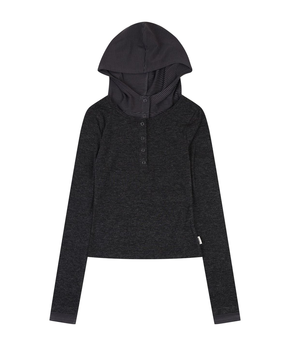 오디너리 홀리데이(ORDINARY HOLIDAY) LAYERED SLIM HOODIE [CHARCOAL]