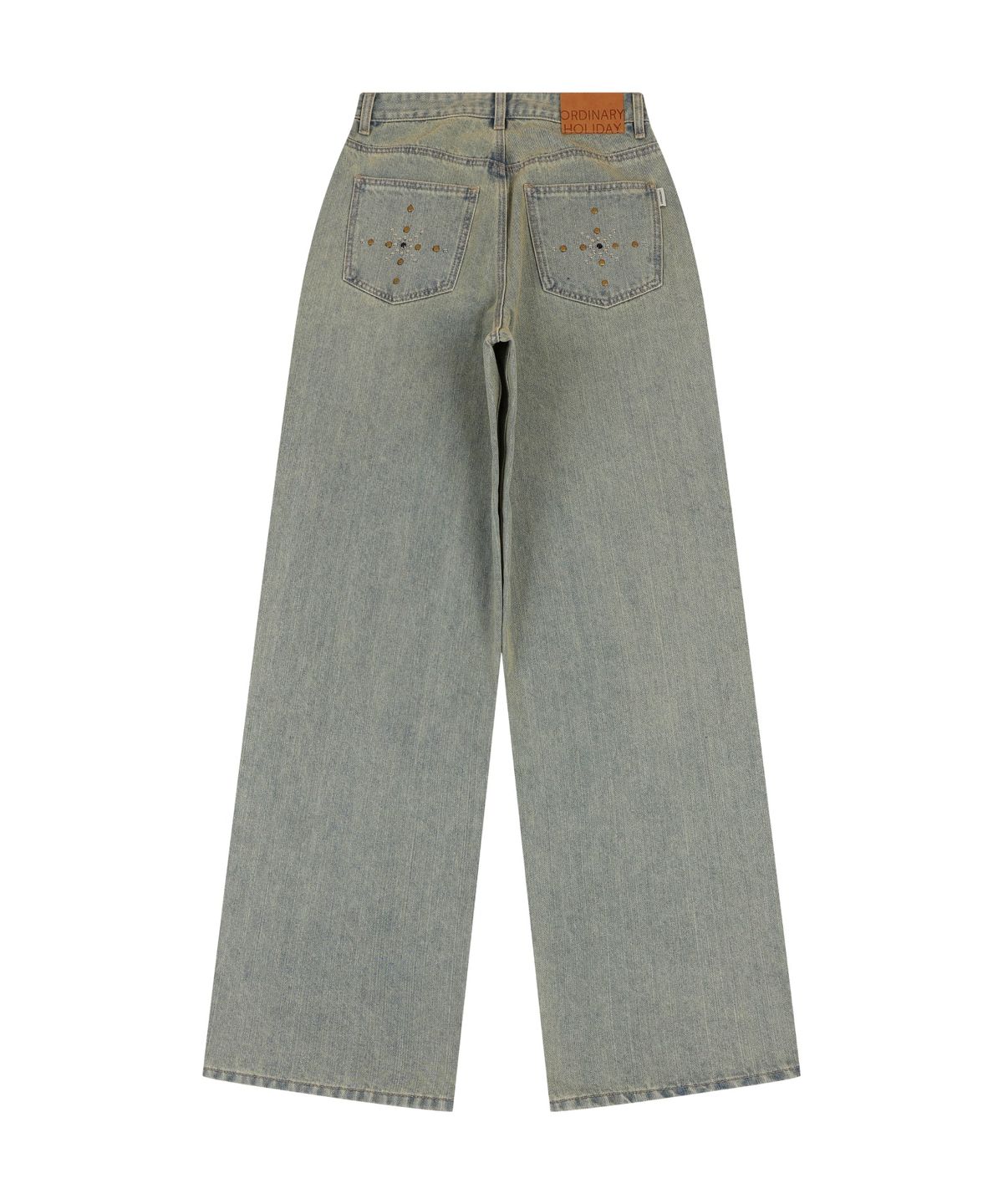 오디너리 홀리데이(ORDINARY HOLIDAY) STUDDED DENIM WIDE PANTS [SKY BLUE]