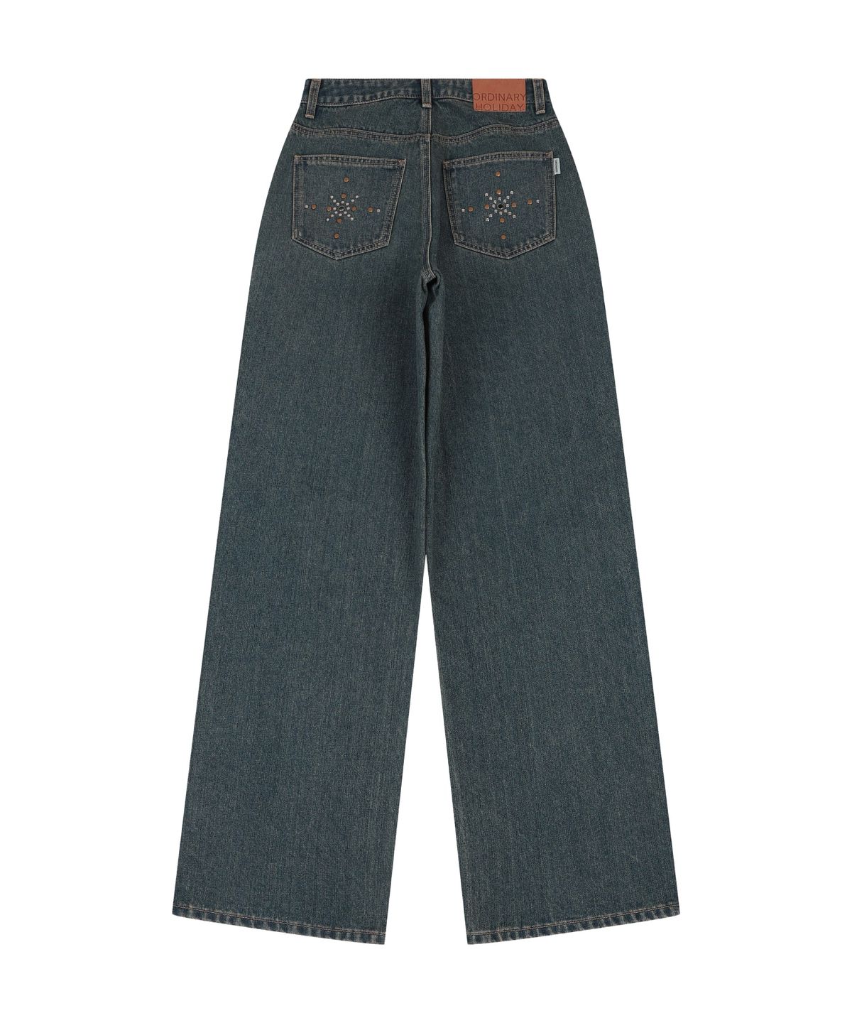 오디너리 홀리데이(ORDINARY HOLIDAY) STUDDED DENIM WIDE PANTS [BLUE]