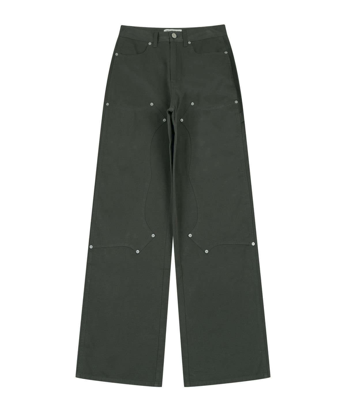 오디너리 홀리데이(ORDINARY HOLIDAY) COTTON DOUBLE KNEE WIDE PANTS [CHARCOAL]