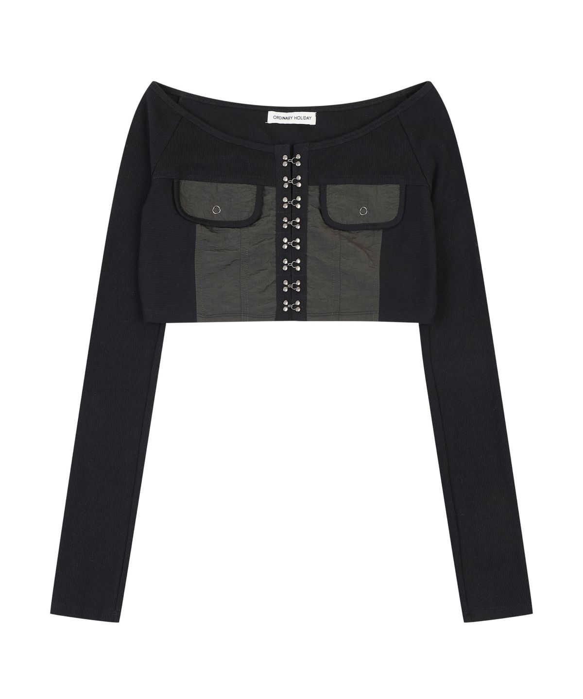 오디너리 홀리데이(ORDINARY HOLIDAY) RIBBED CARDIGAN SET [BLACK]