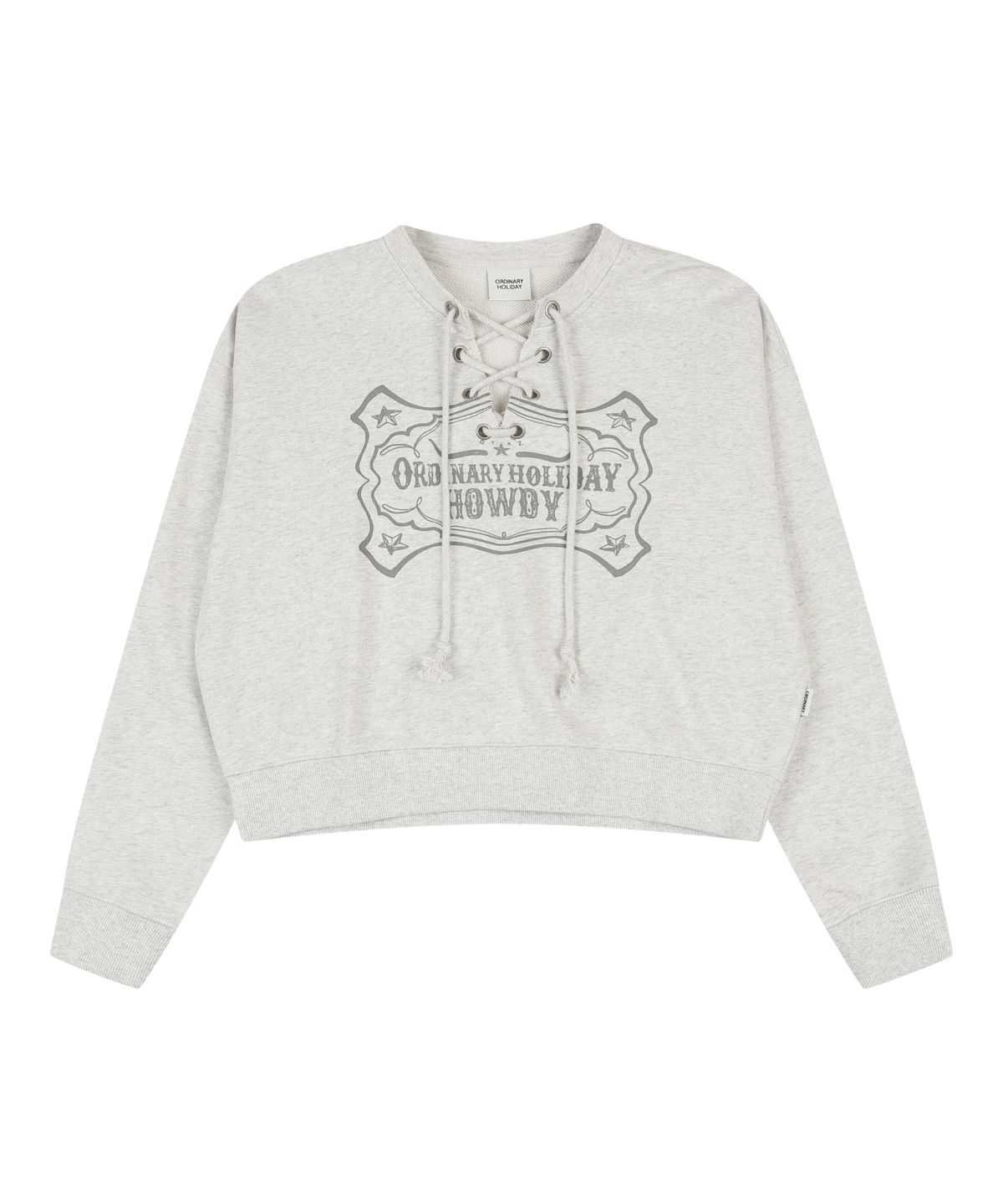오디너리 홀리데이(ORDINARY HOLIDAY) LACE-UP PIGMENT SWEATSHIRT [OATMEAL]