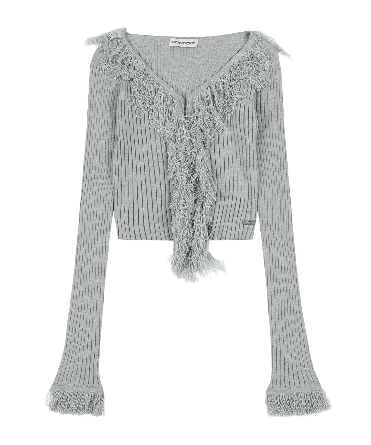 오디너리 홀리데이(ORDINARY HOLIDAY) FRINGE RIBBED CARDIGAN [MELANGE]