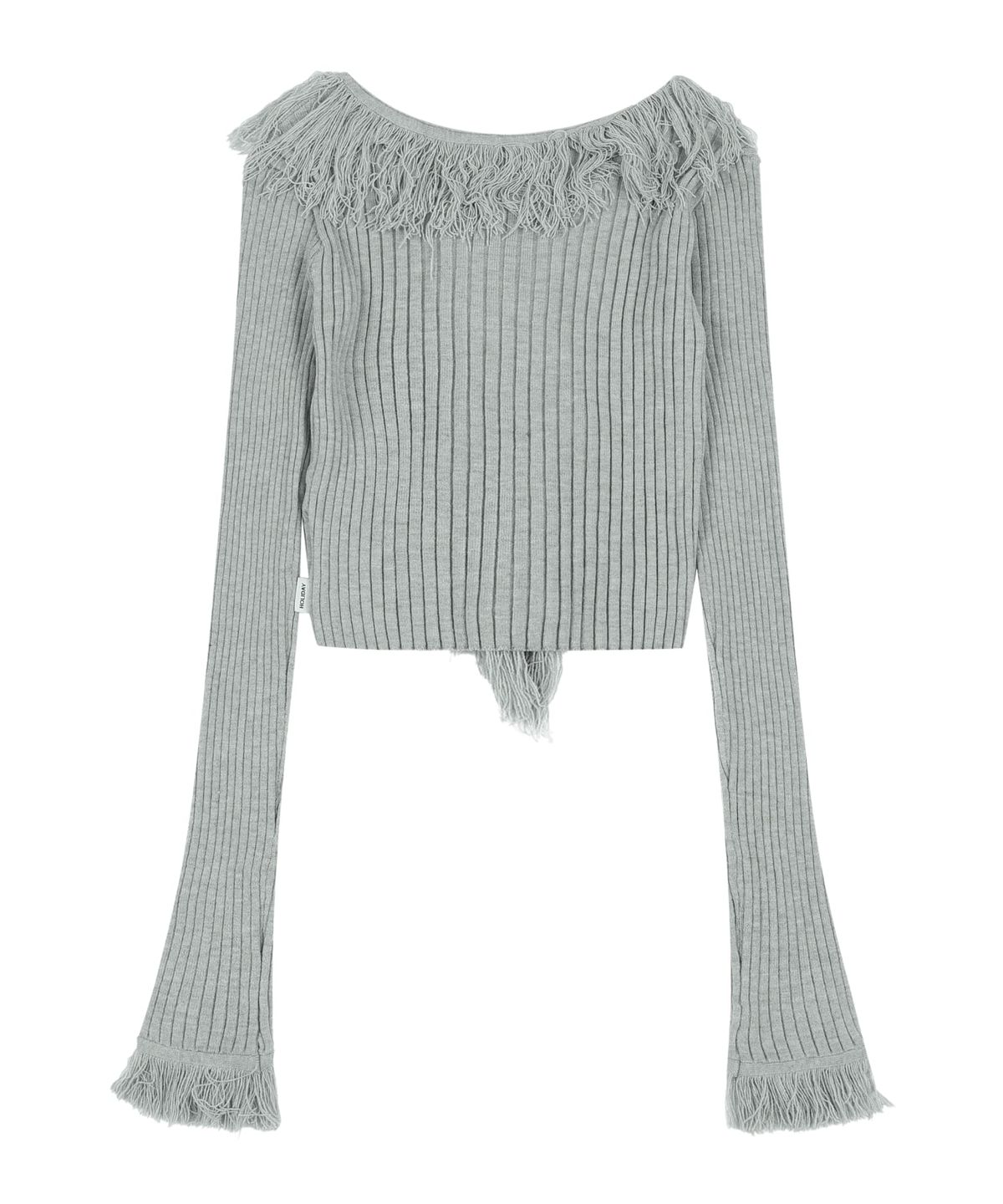 오디너리 홀리데이(ORDINARY HOLIDAY) FRINGE RIBBED CARDIGAN [MELANGE]
