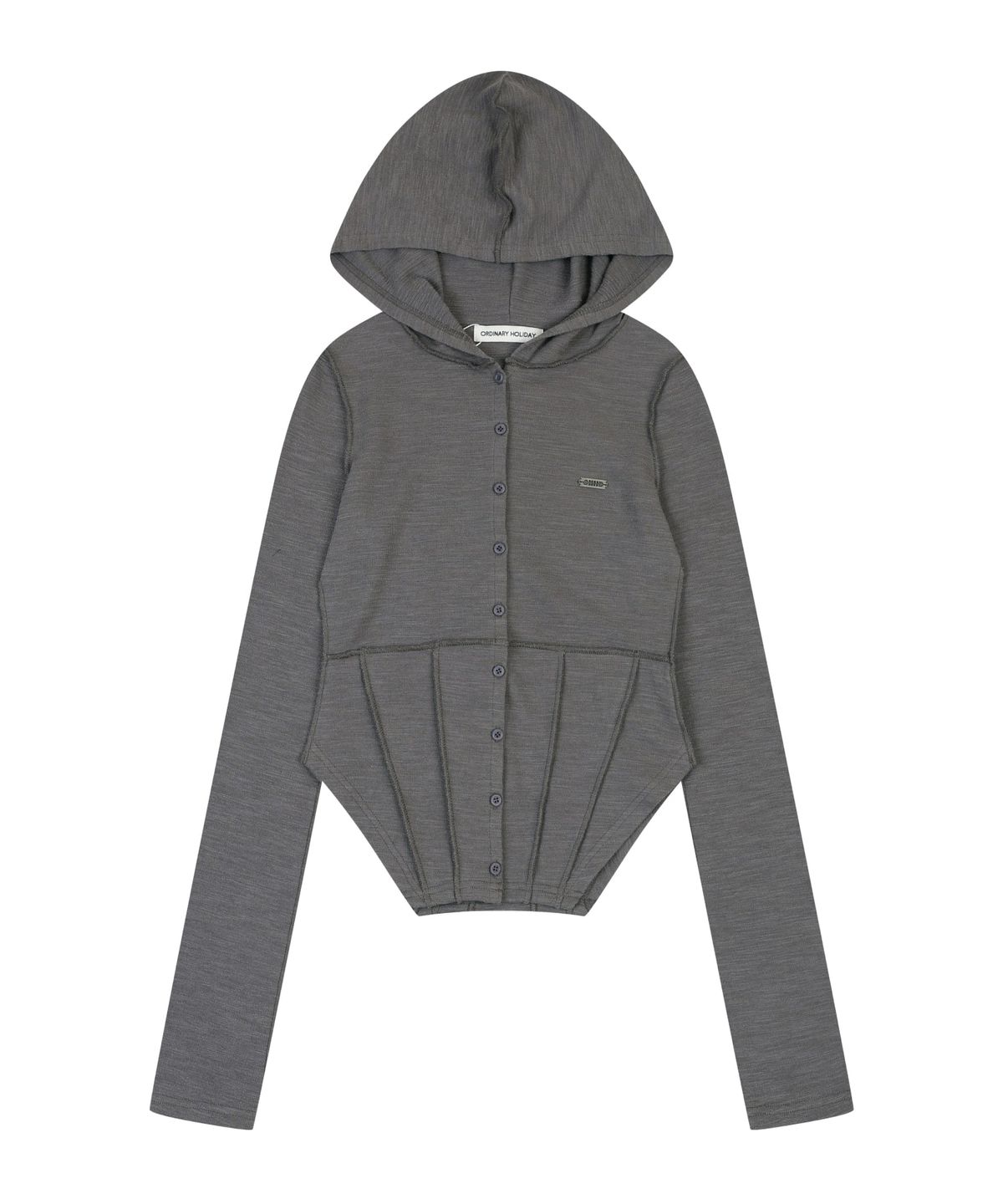 오디너리 홀리데이(ORDINARY HOLIDAY) SLIM CORSET HOOD CARDIGAN [GRAY]
