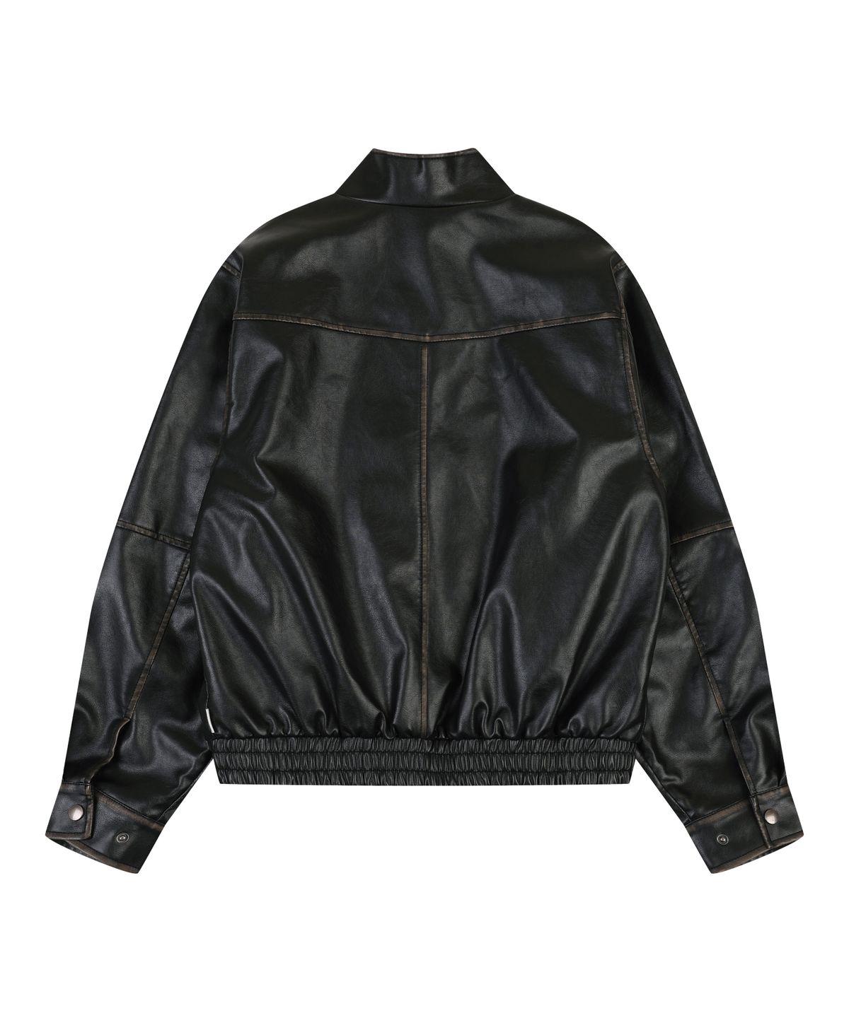 오디너리 홀리데이(ORDINARY HOLIDAY) HIGH NECK LEATHER JUMPER [BLACK]