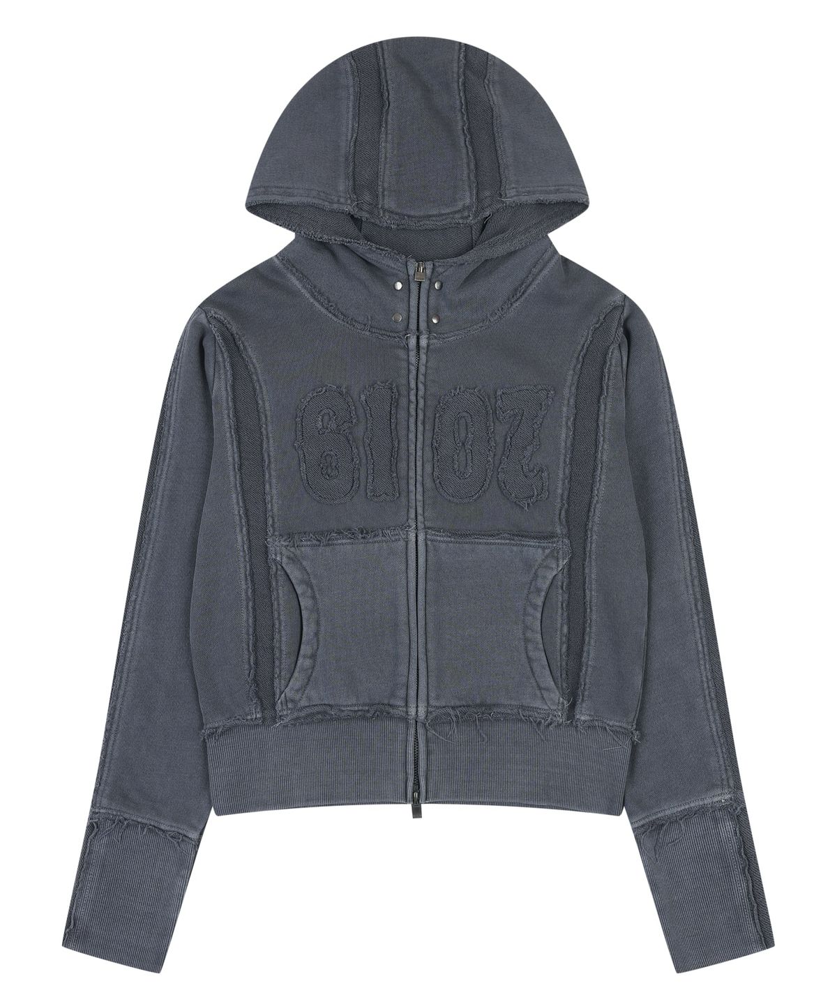 오디너리 홀리데이(ORDINARY HOLIDAY) APPLIQUE PIGMENT SWEAT ZIP-UP [NAVY]