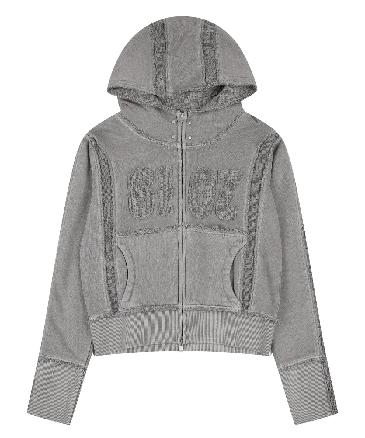 오디너리 홀리데이(ORDINARY HOLIDAY) APPLIQUE PIGMENT SWEAT ZIP-UP [GRAY]