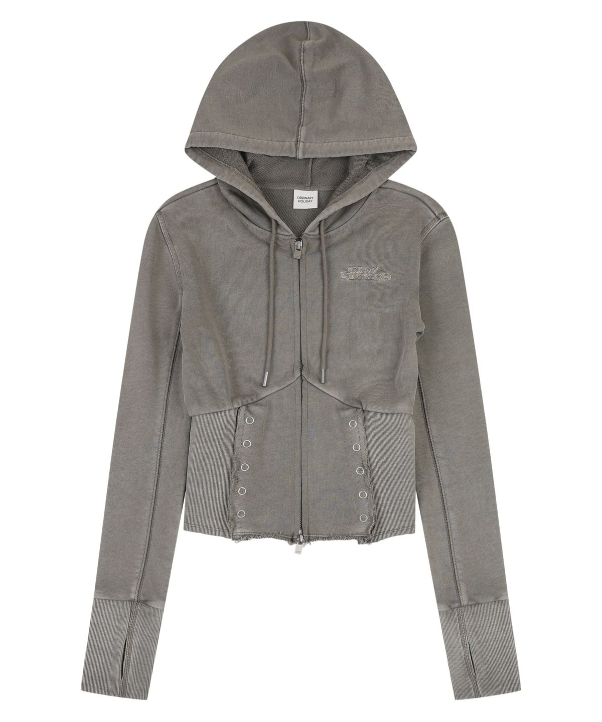 오디너리 홀리데이(ORDINARY HOLIDAY) PIGMENT CORSET ZIP-UP JUMPER [GRAY]