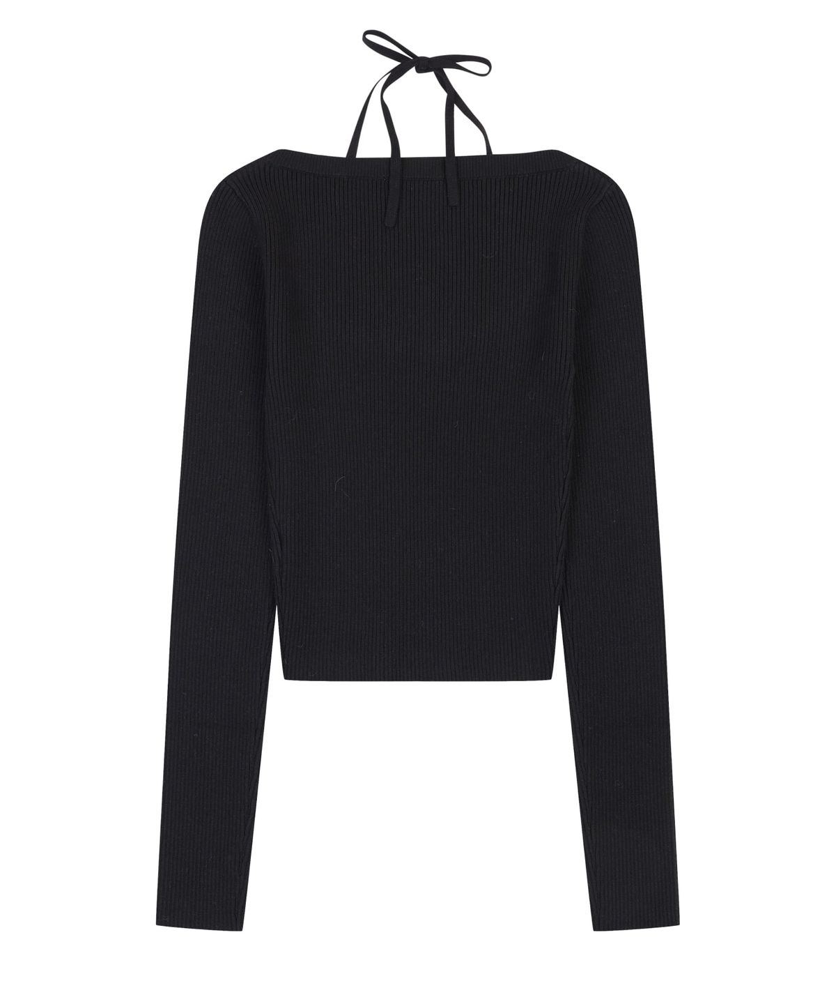 오디너리 홀리데이(ORDINARY HOLIDAY) HALTER SLIT KNIT PULLOVER [BLACK]