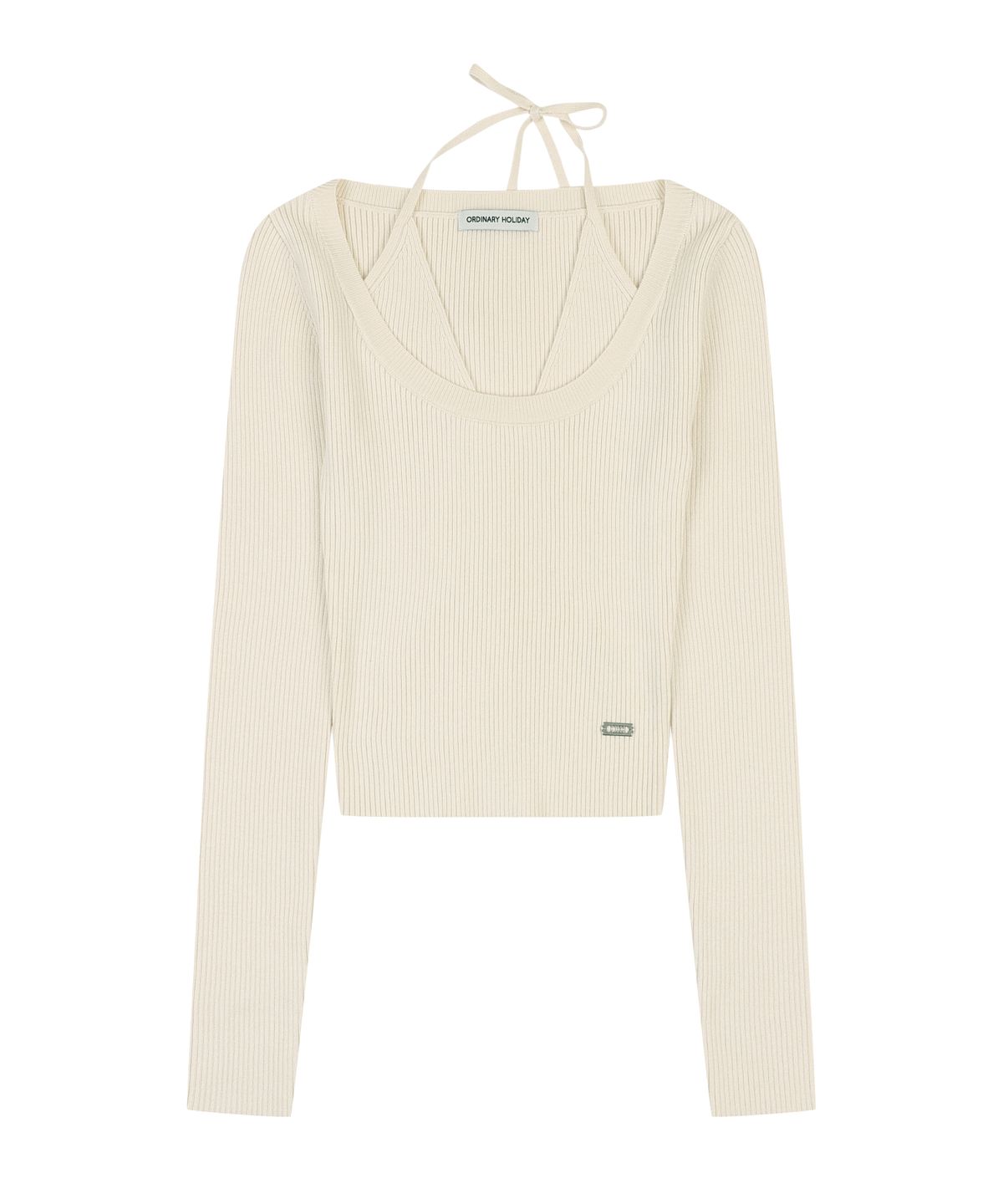 오디너리 홀리데이(ORDINARY HOLIDAY) HALTER SLIT KNIT PULLOVER [IVORY]