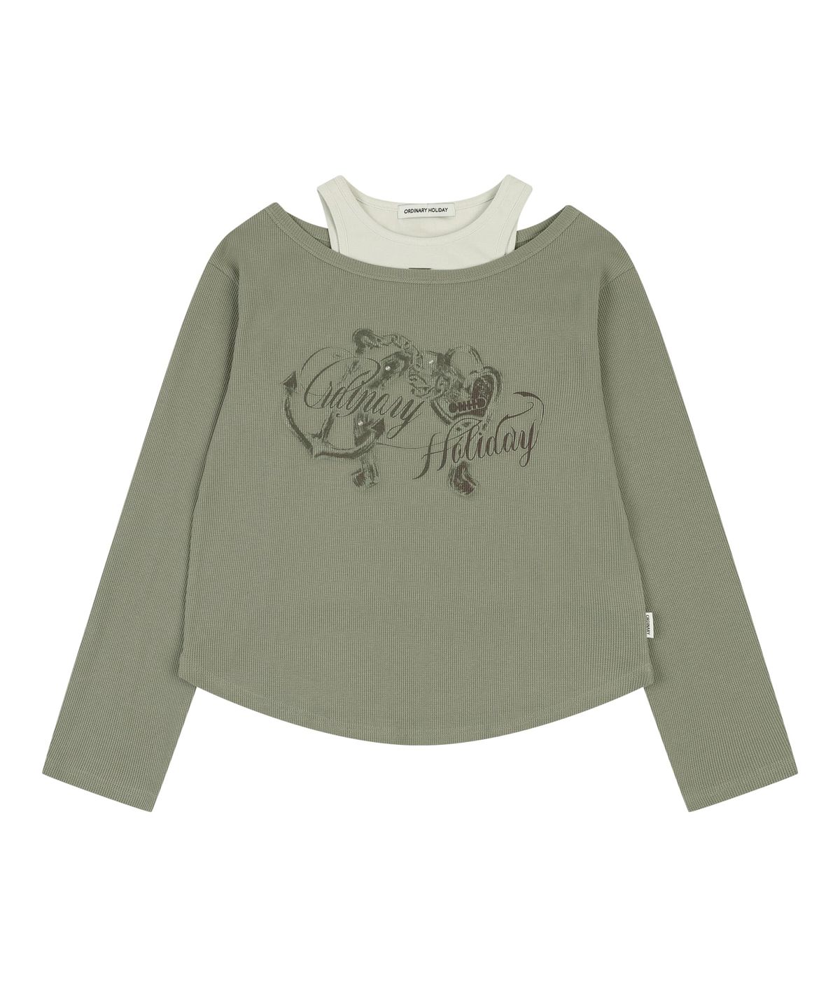 오디너리 홀리데이(ORDINARY HOLIDAY) OFF-SHOULDER LOOSE FIT SET-UP [KHAKI]