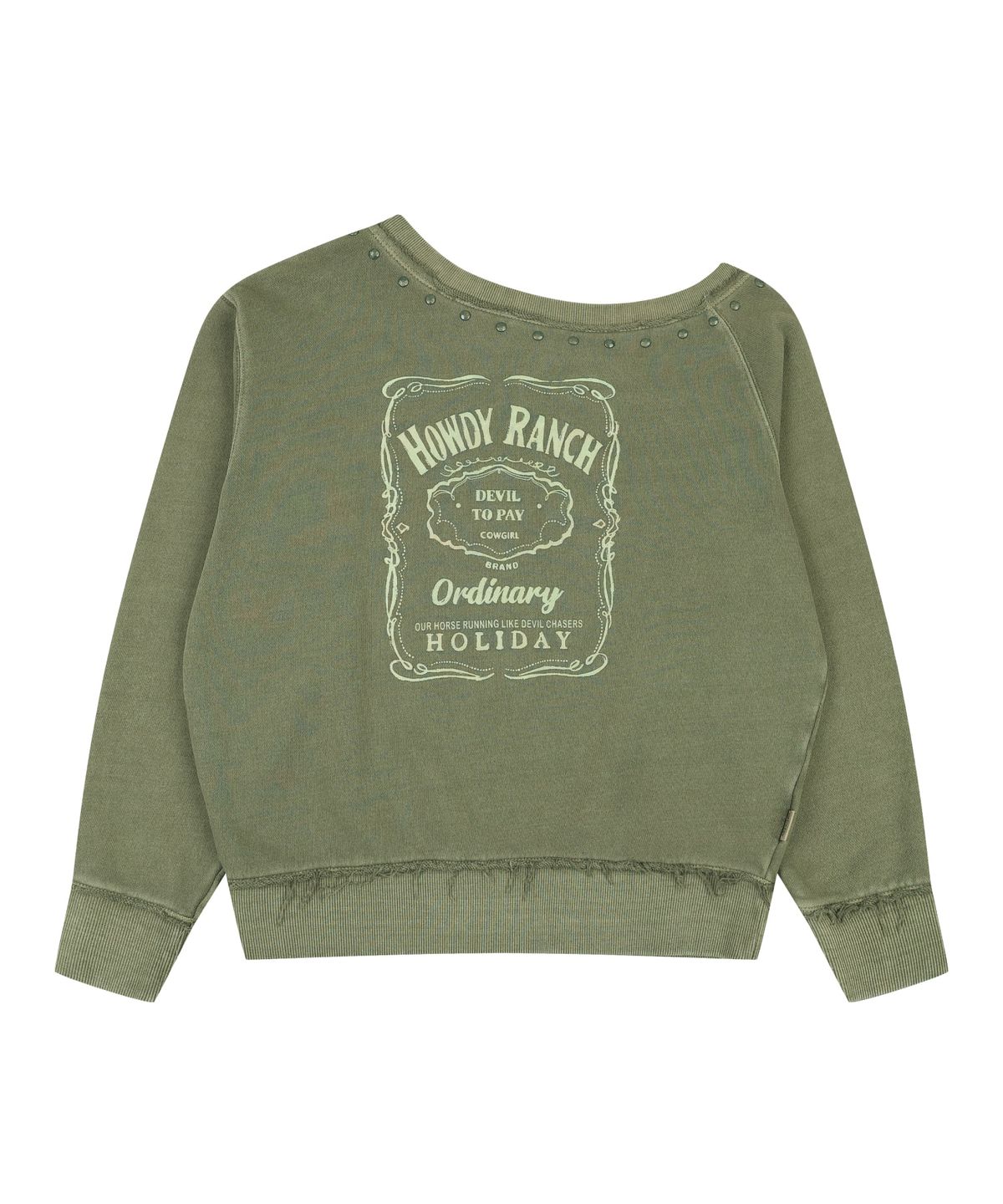 오디너리 홀리데이(ORDINARY HOLIDAY) OFF-SHOULDER OVERSIZED SWEATSHIRT [KHAKI]