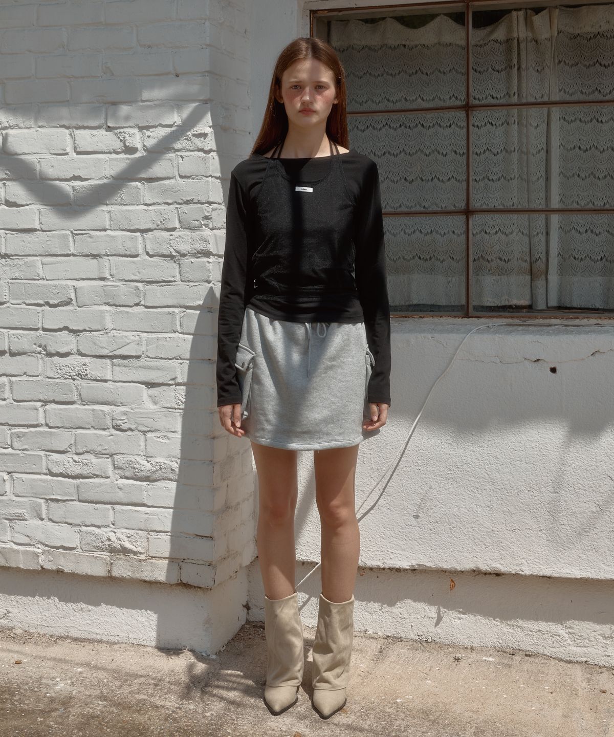 레터리(LETERIE) CARGO BANDING MINI SKIRT_GREY