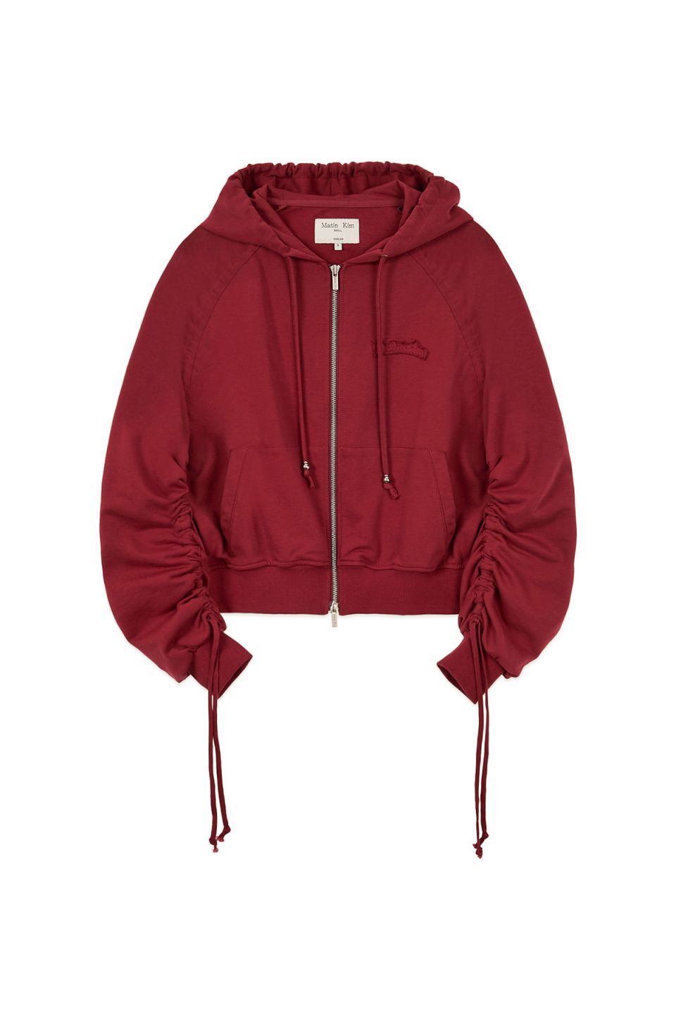 ジャケット・アウター MatinKim SLEEVE STRING DETAIL HOODY ZIP MUSINSA | MATIN KIM SLEEVE STRING DETAIL HOODY ZIP UP IN RED