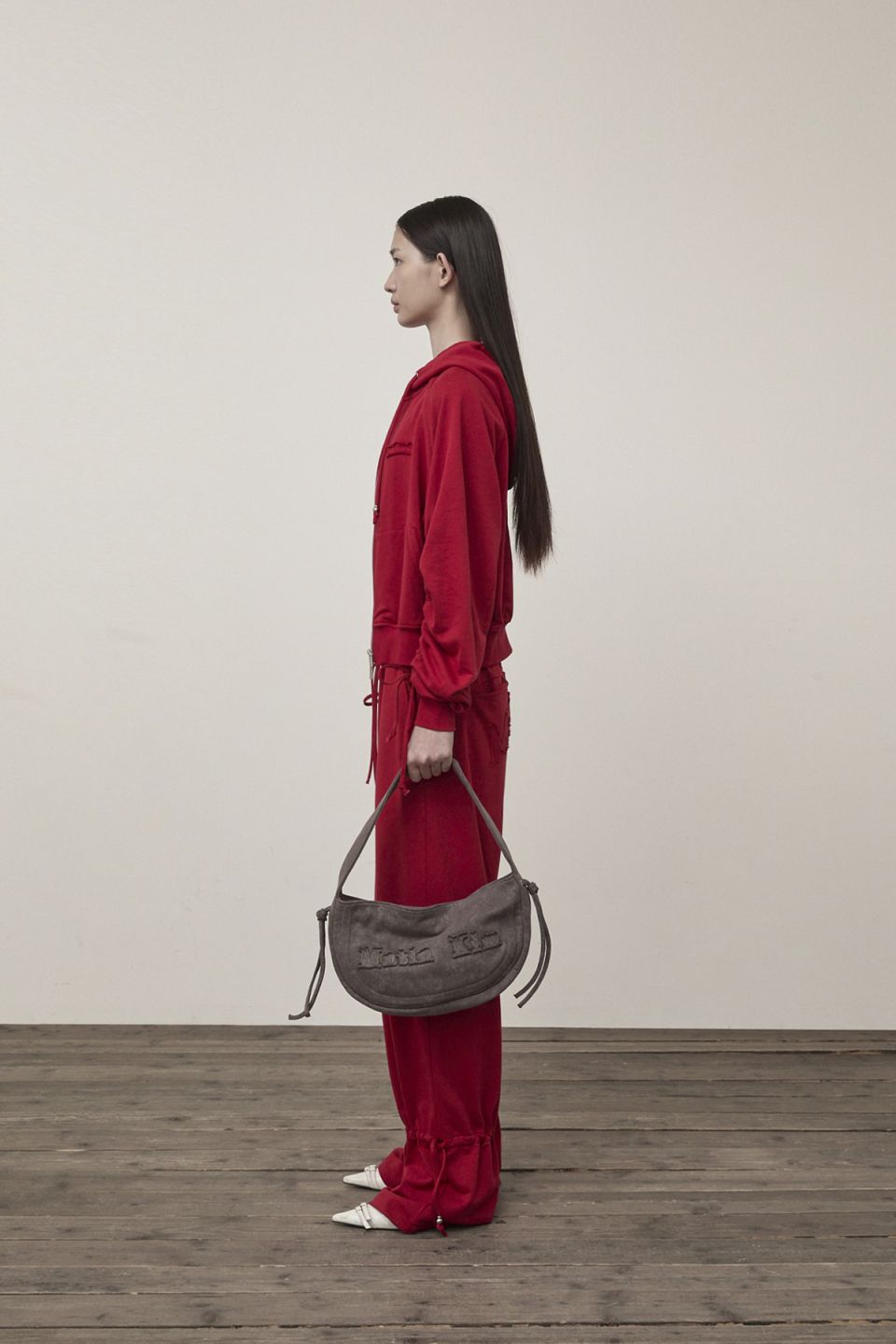 MUSINSA | MATIN KIM SLEEVE STRING DETAIL HOODY ZIP UP IN RED