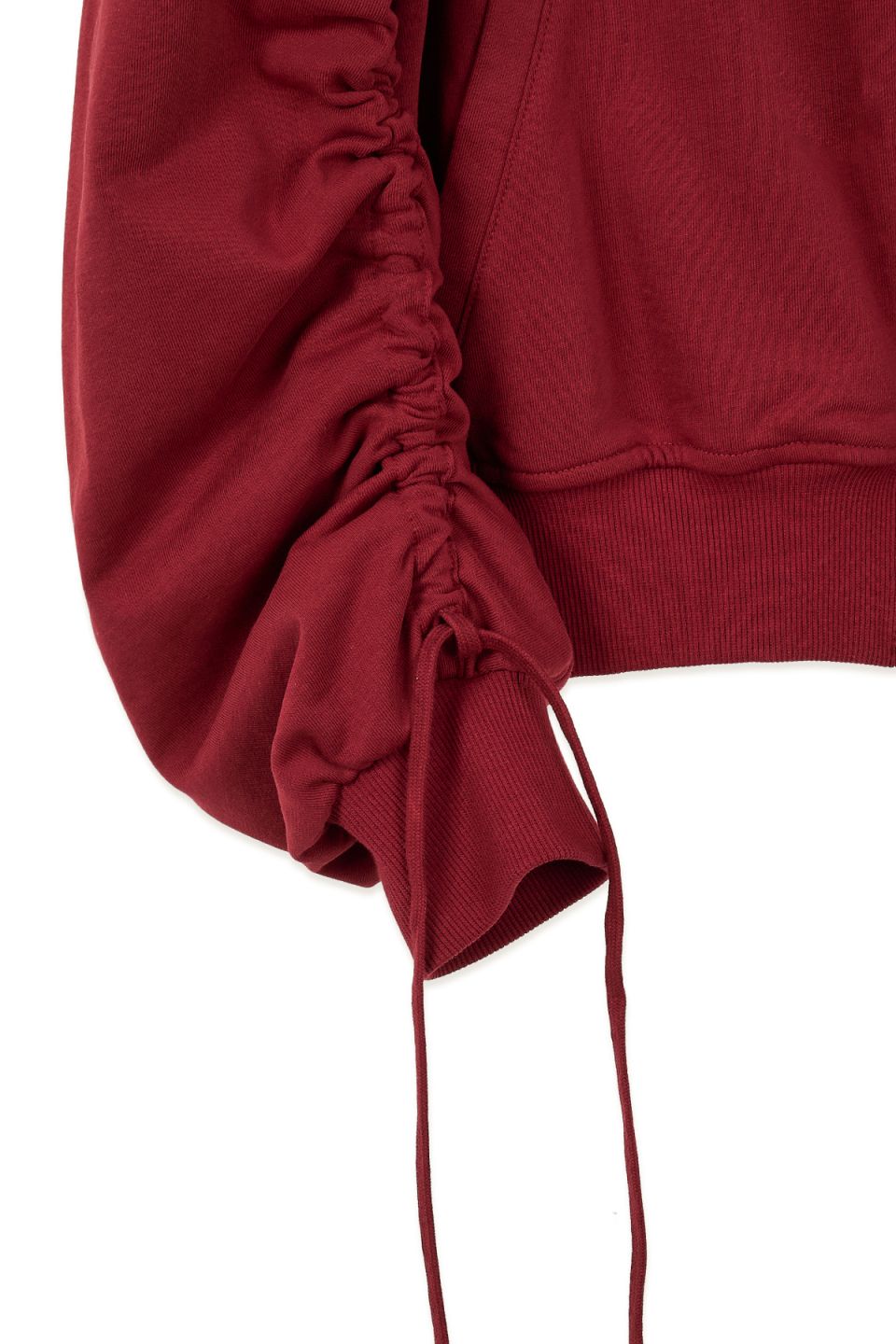MUSINSA | MATIN KIM SLEEVE STRING DETAIL HOODY ZIP UP IN RED