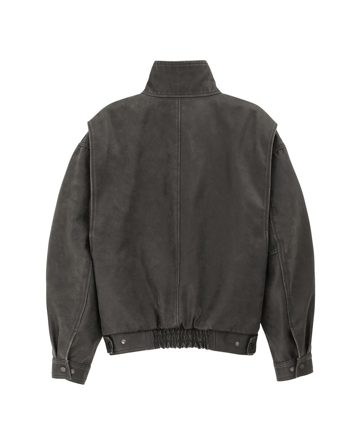 샌드릭(SANDRIC) SIDE BUTTON LEATHER JUMPER_CHARCOAL