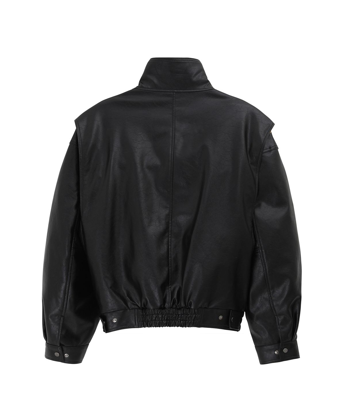 샌드릭(SANDRIC) SIDE BUTTON LEATHER JUMPER_BLACK