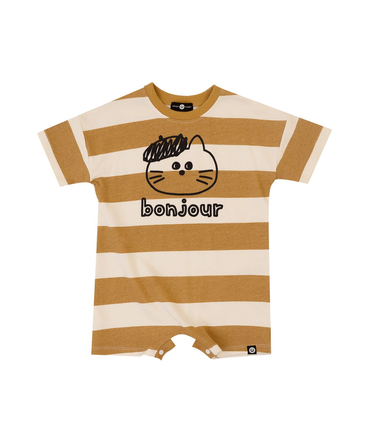 유비맘클로젯(UBMOM CLOSET) 볼드 7부 스트라이프 롬퍼 머스타드 C2AL1504-MS