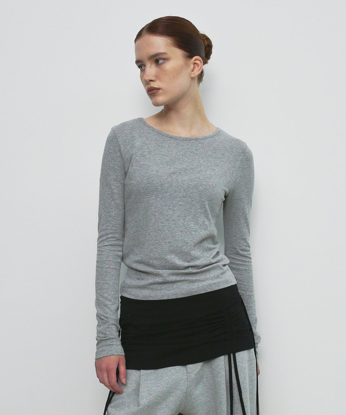 샌드릭(SANDRIC) BASIC ROUND T-SHIRT_MELANGE GREY