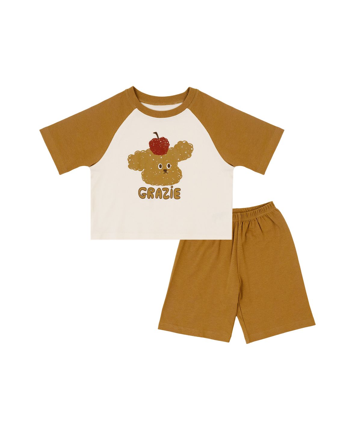 유비맘클로젯(UBMOM CLOSET) 뽀글몽 7부 나그랑 상하세트 카멜 C2AL1119-CM