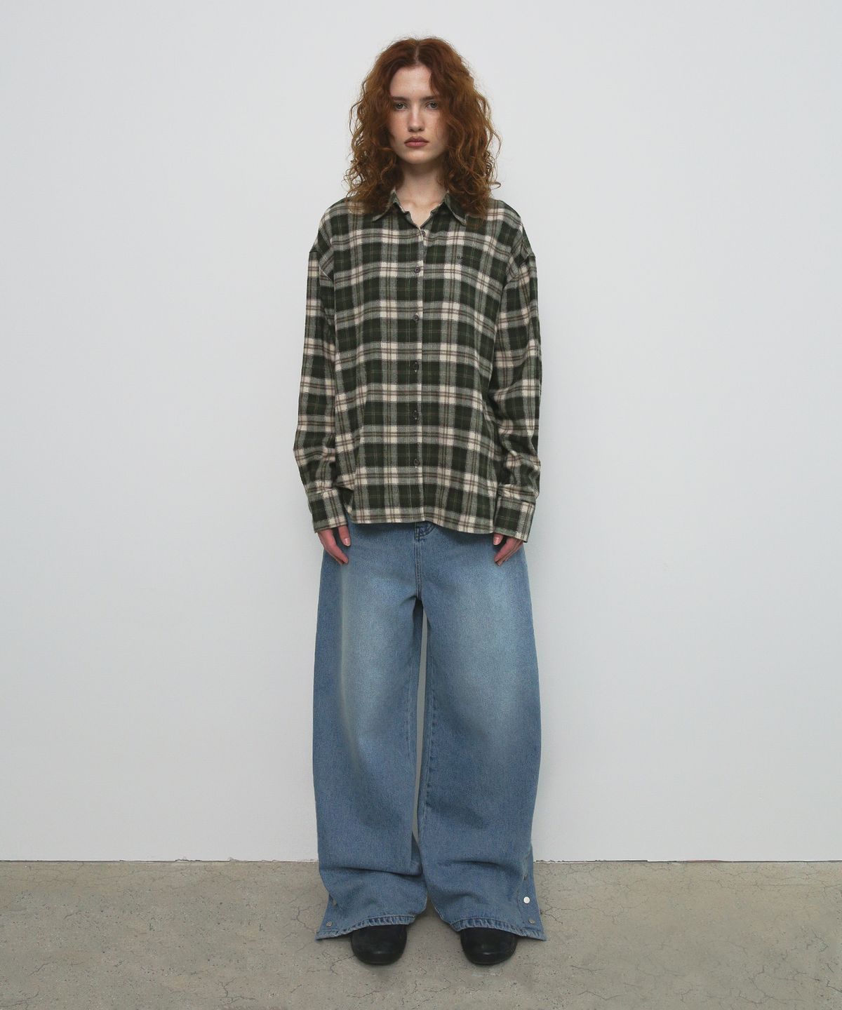 샌드릭(SANDRIC) OVERFIT CHECK SHIRT_KHAKI