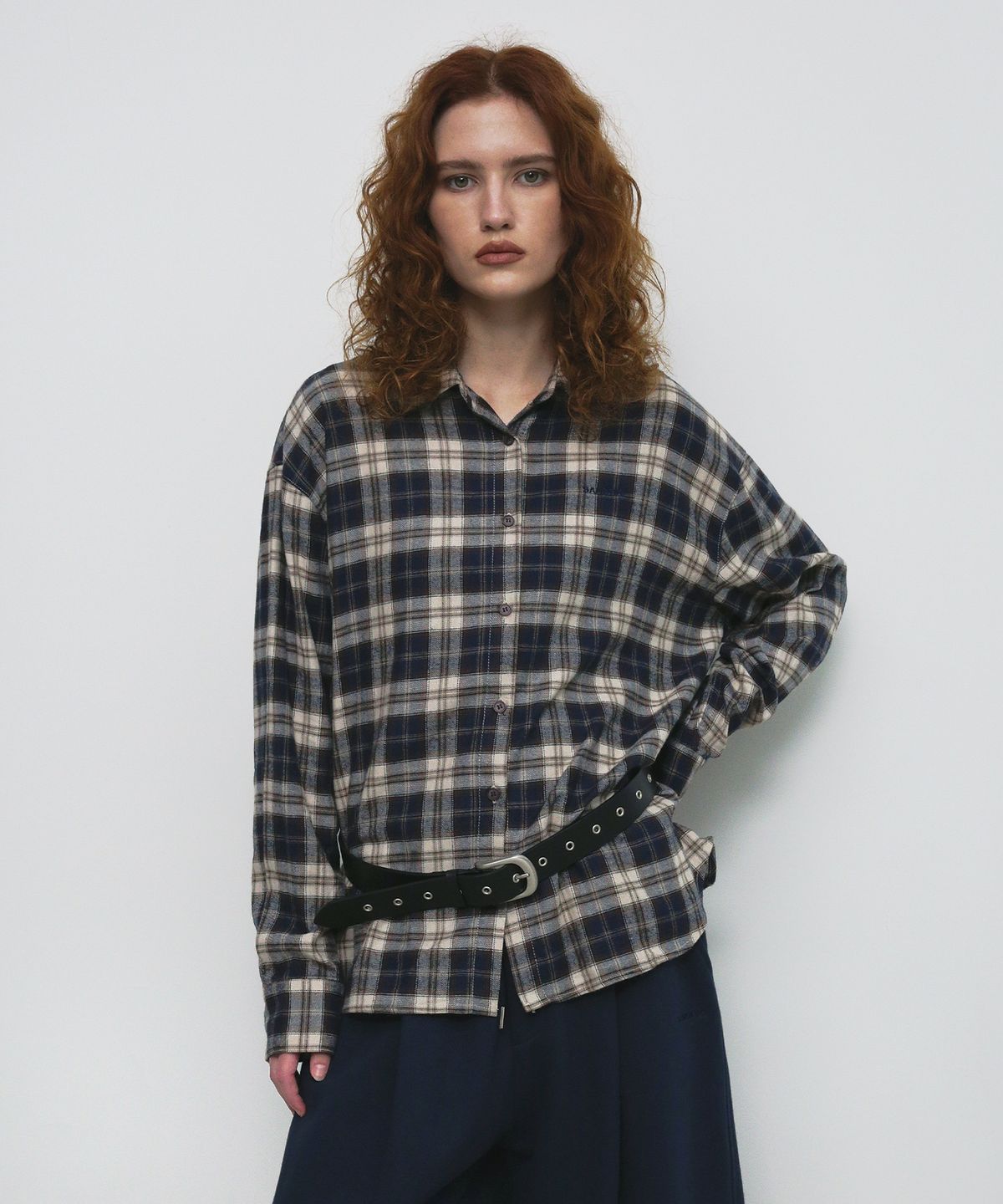 샌드릭(SANDRIC) OVERFIT CHECK SHIRT_NAVY