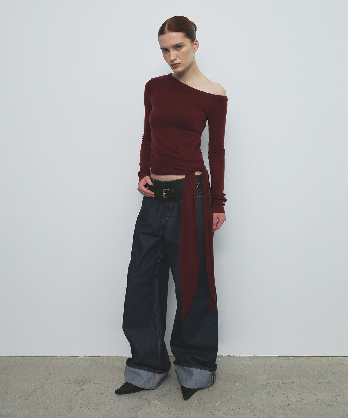 샌드릭(SANDRIC) WIDE ROLL UP DENIM PANTS_DEEP BLUE