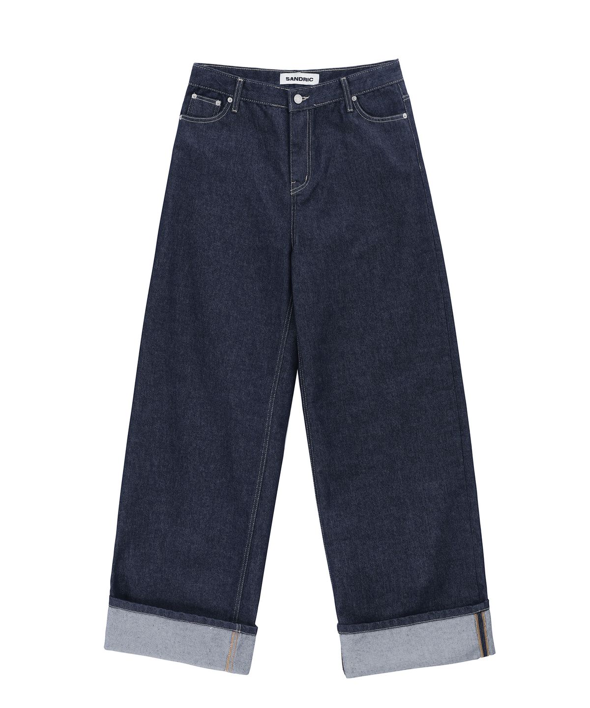 샌드릭(SANDRIC) WIDE ROLL UP DENIM PANTS_DEEP BLUE