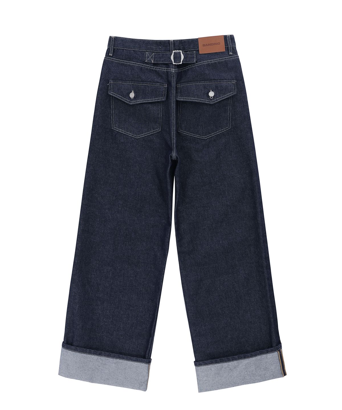 샌드릭(SANDRIC) WIDE ROLL UP DENIM PANTS_DEEP BLUE