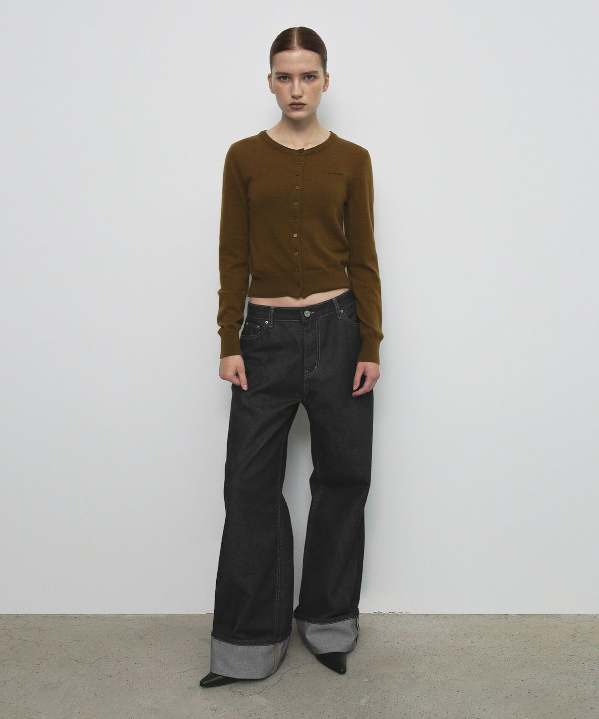 샌드릭(SANDRIC) WIDE ROLL UP DENIM PANTS_BLACK