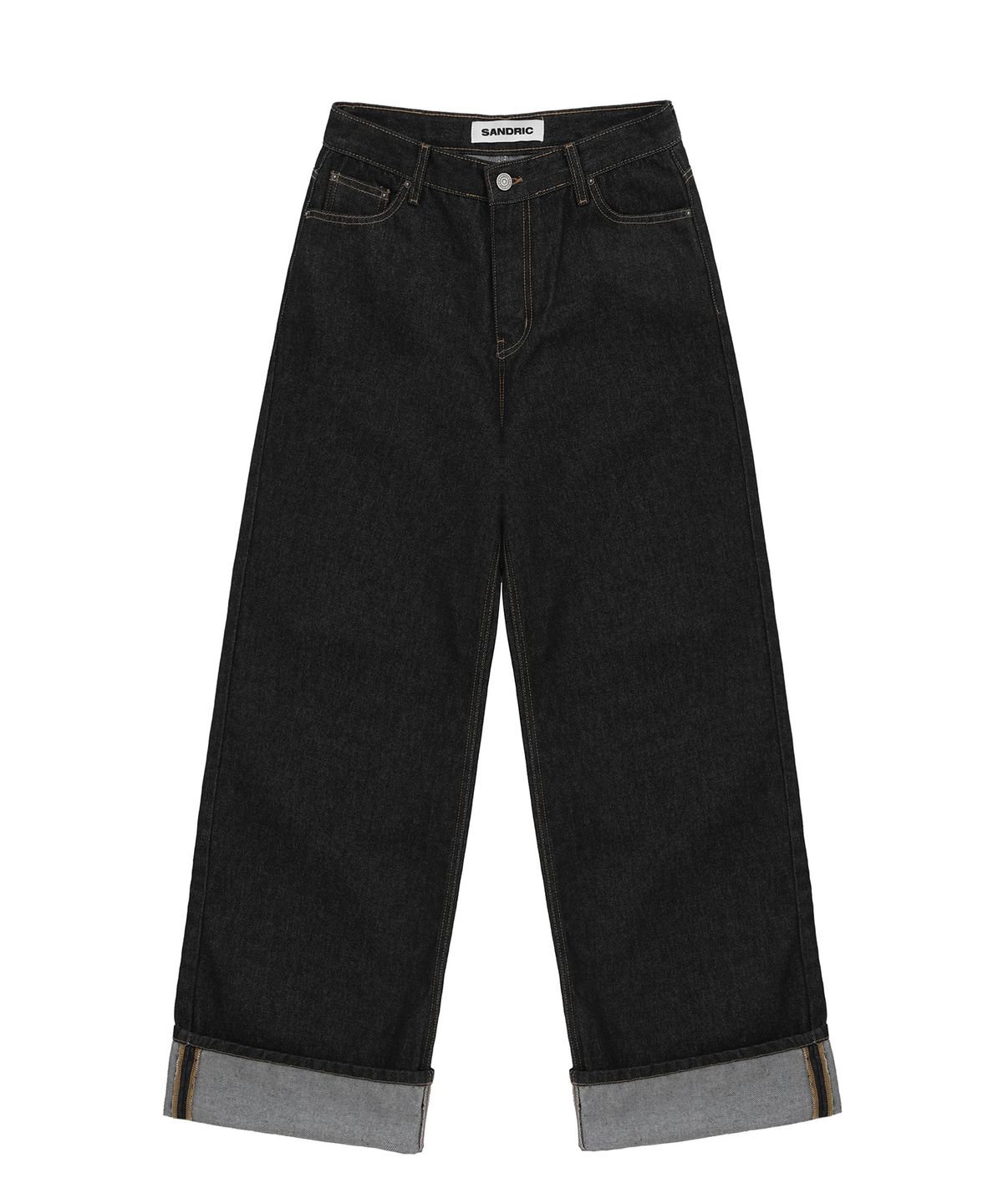 샌드릭(SANDRIC) WIDE ROLL UP DENIM PANTS_BLACK