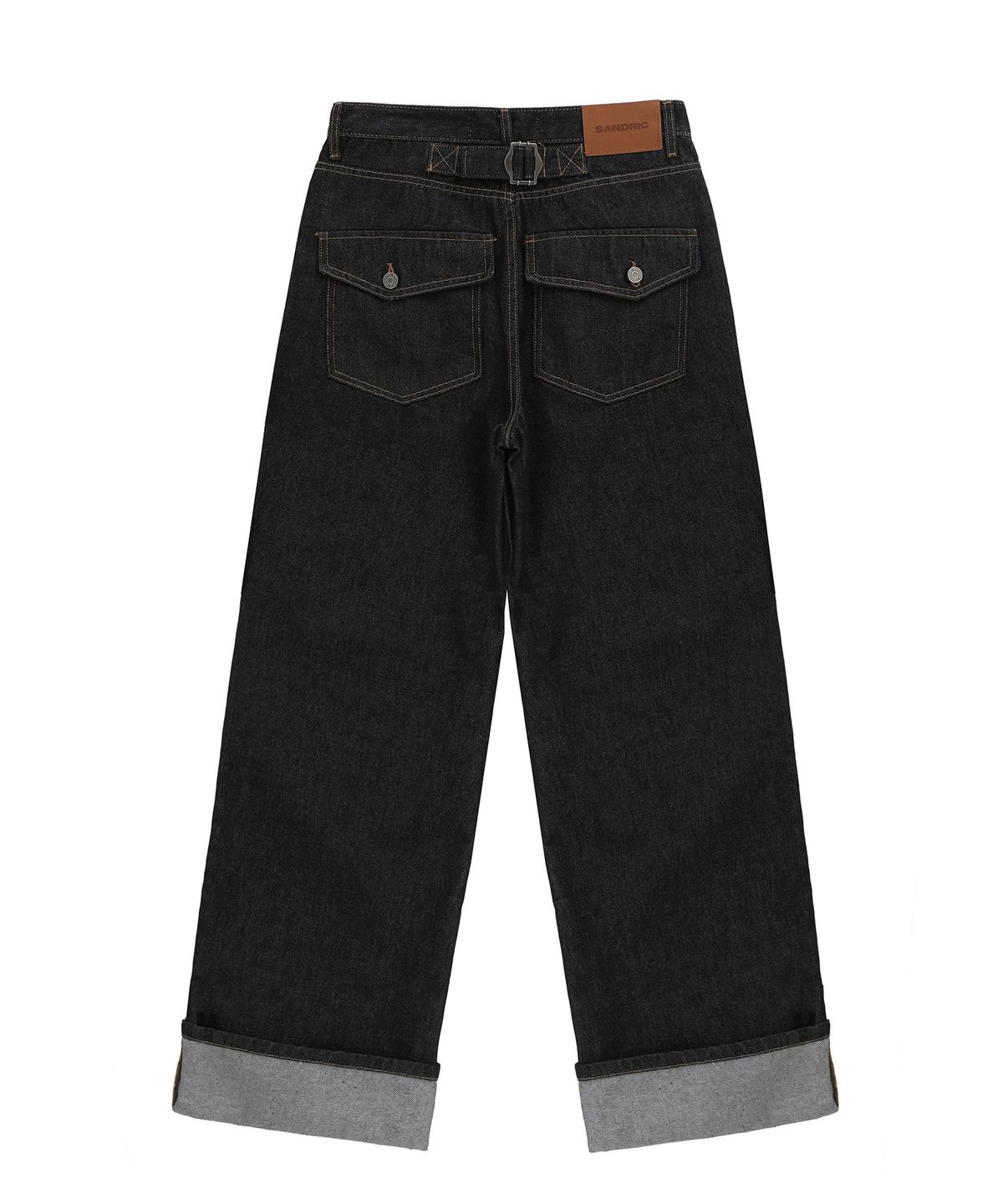 샌드릭(SANDRIC) WIDE ROLL UP DENIM PANTS_BLACK