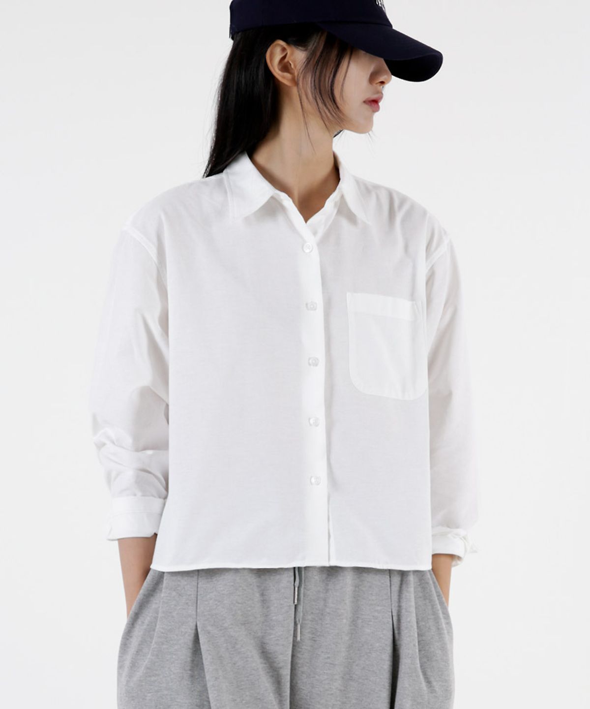 음(UMM) 여자 옥스포드 크롭긴팔셔츠 5COLOR