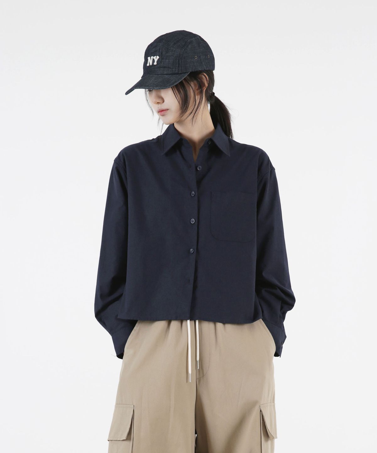 음(UMM) 여자 옥스포드 크롭긴팔셔츠 5COLOR