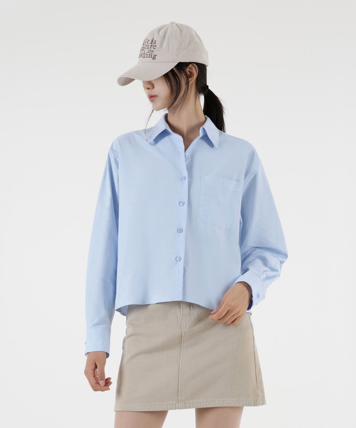 음(UMM) 여자 옥스포드 크롭긴팔셔츠 5COLOR