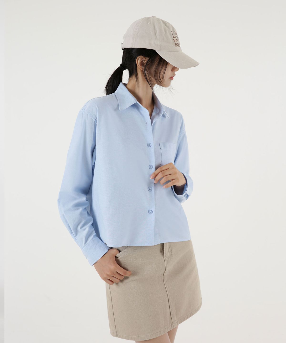 음(UMM) 여자 옥스포드 크롭긴팔셔츠 5COLOR