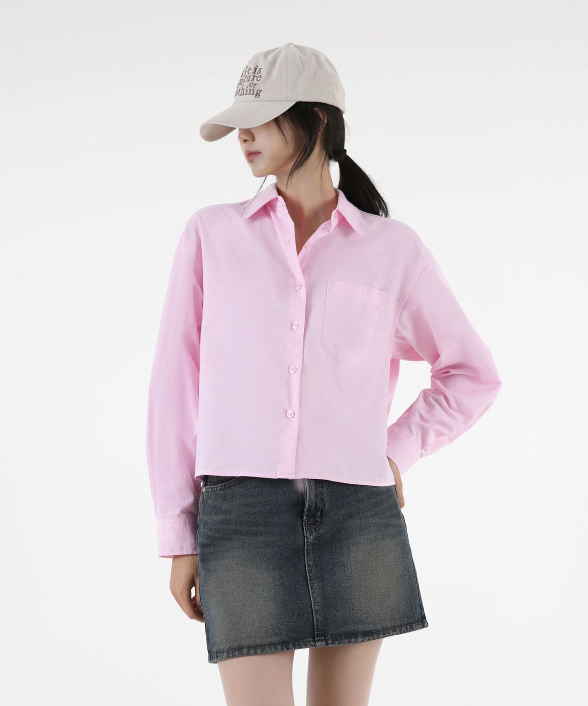 음(UMM) 여자 옥스포드 크롭긴팔셔츠 5COLOR