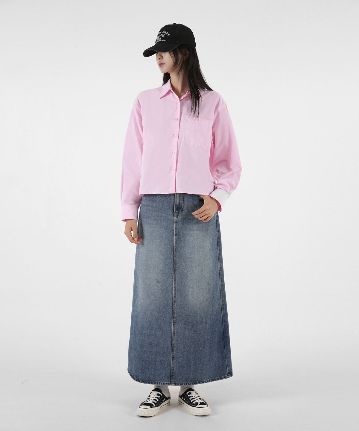 음(UMM) 여자 옥스포드 크롭긴팔셔츠 5COLOR