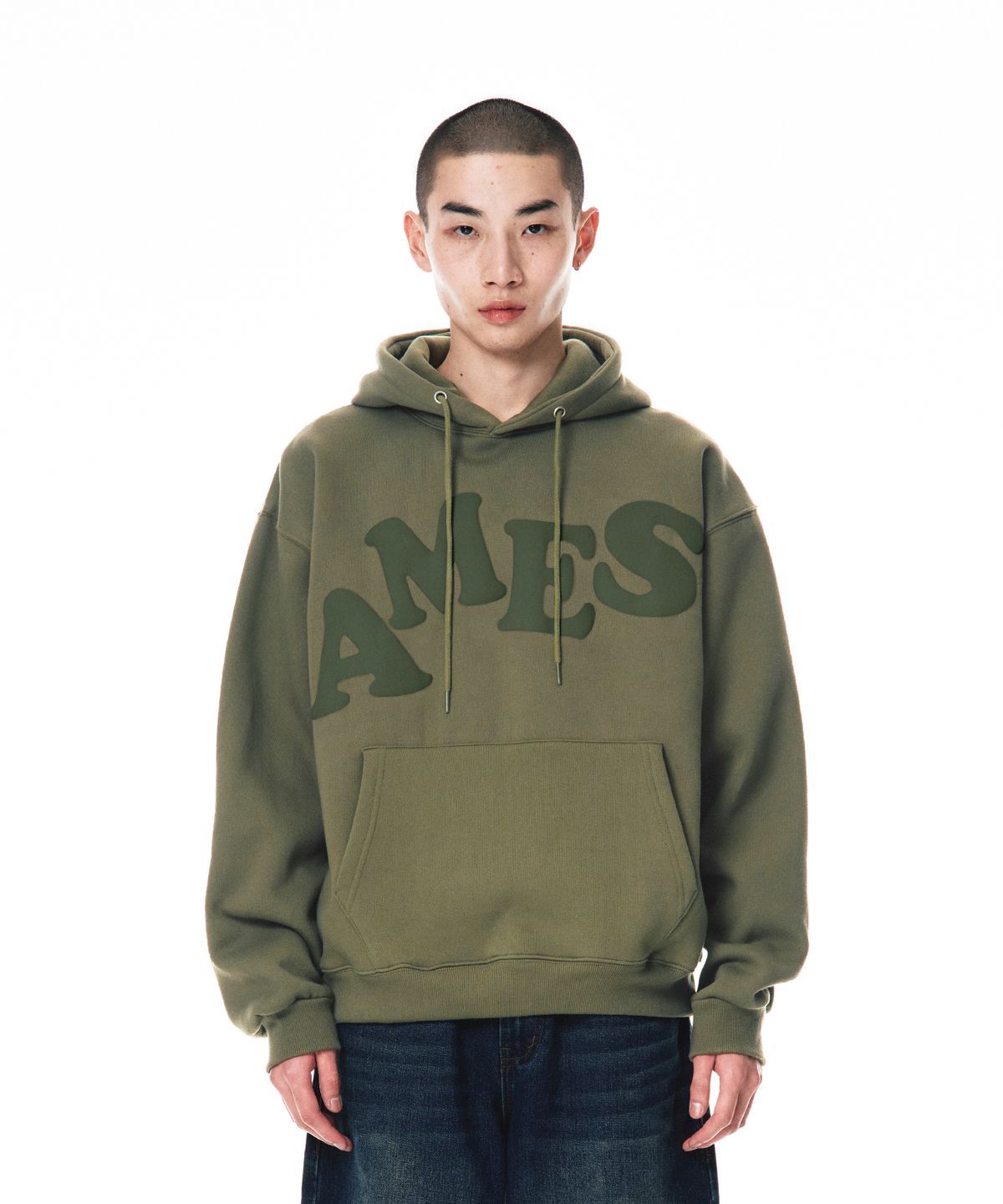 아메스 월드와이드(AMES-WORLDWIDE) BIG TYPO HOODIE LIGHT KHAKI