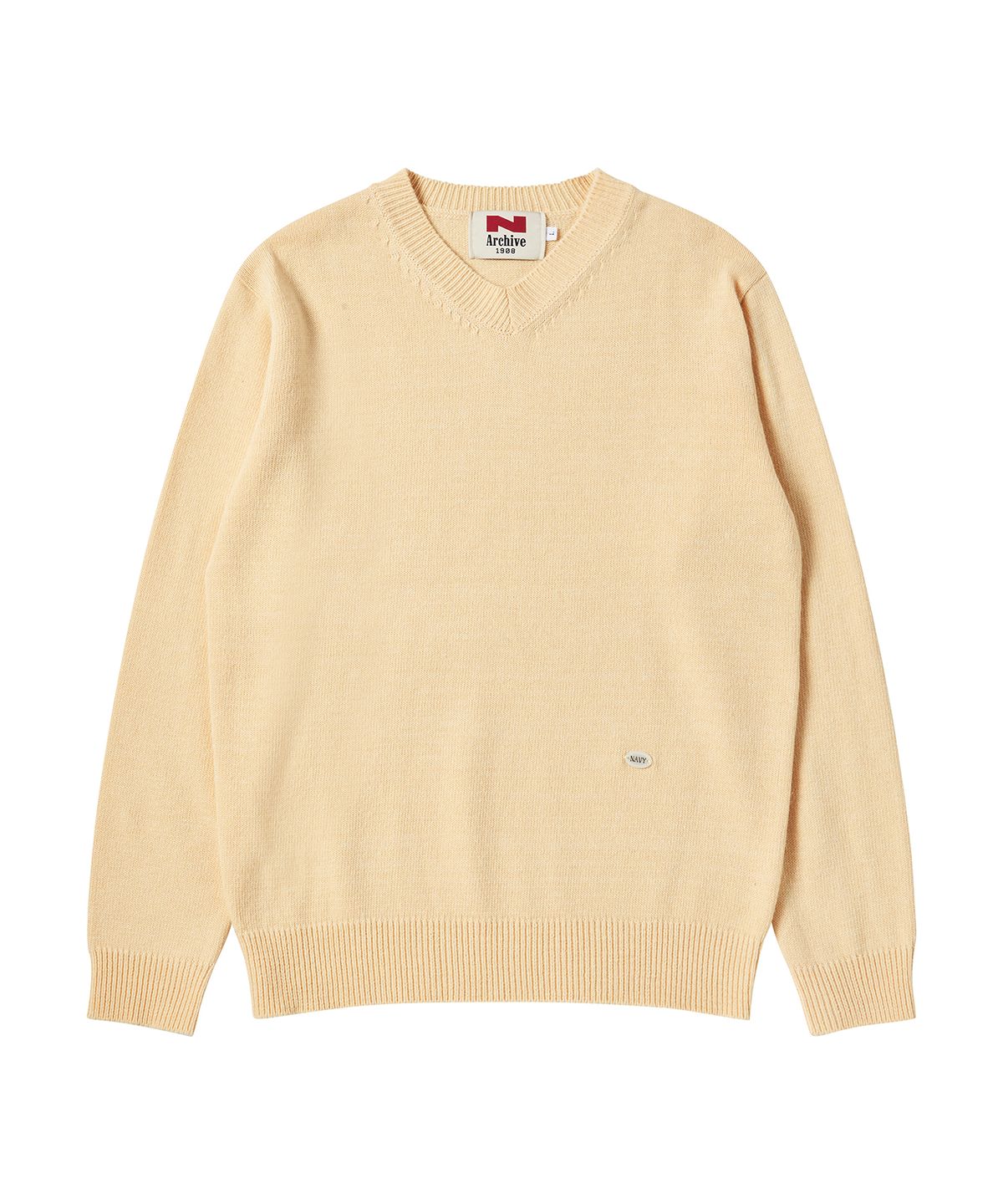 비욘드클로젯(BEYOND CLOSET) [COLLECTION LINE] 헤리티지 브이넥 울 니트 옐로우