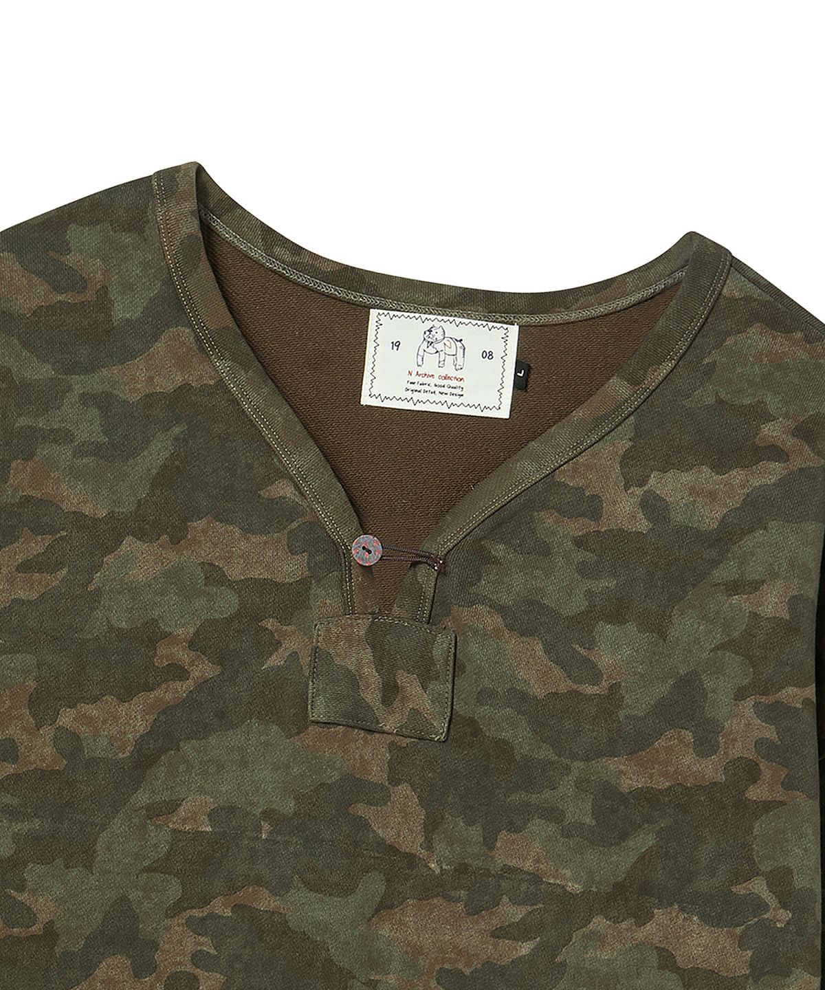 비욘드클로젯(BEYOND CLOSET) [COLLECTION LINE] 바시티 에라 헤비 웨이트 카모플라주 코튼 스웨트 셔츠 카모
