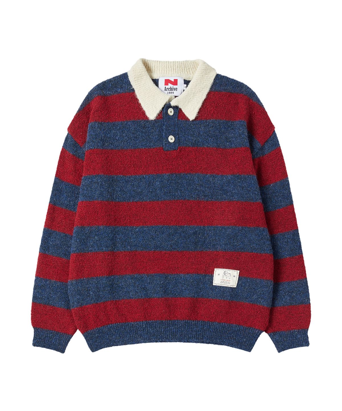 비욘드클로젯(BEYOND CLOSET) [COLLECTION LINE] 뉴 젠틀 럭비 폴로 니트 버건디