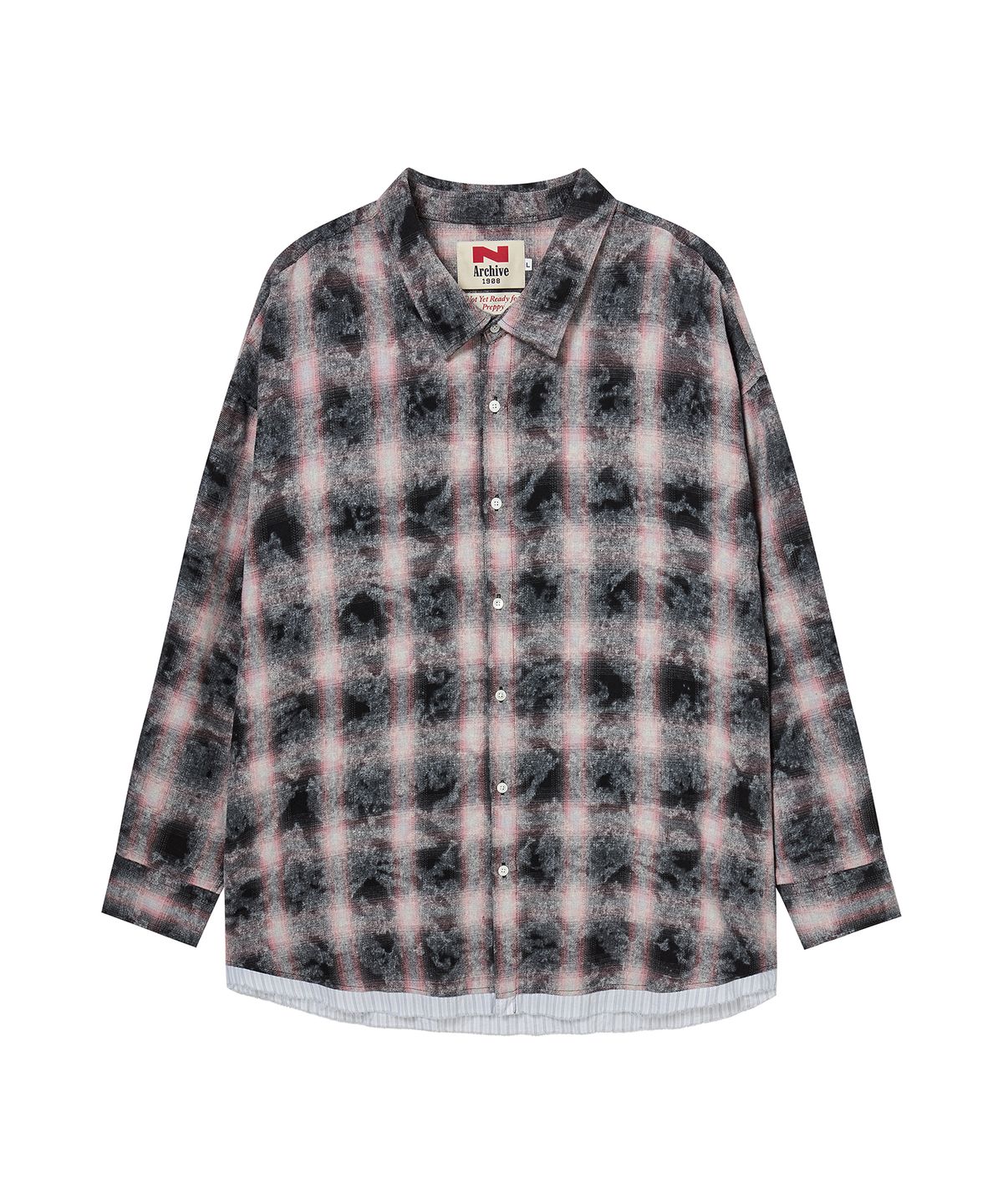 비욘드클로젯(BEYOND CLOSET) [COLLECTION LINE] 크래시 체크 더블 레이어링 셔츠 핑크
