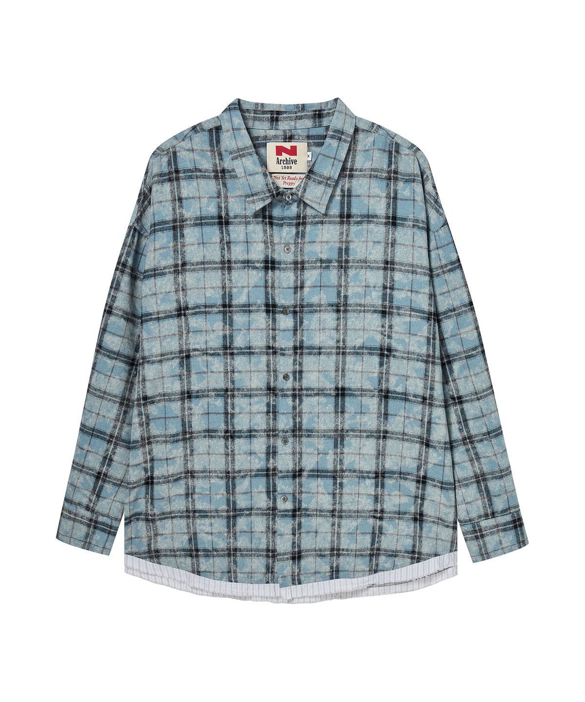 비욘드클로젯(BEYOND CLOSET) [COLLECTION LINE] 크래시 체크 더블 레이어링 셔츠 블루