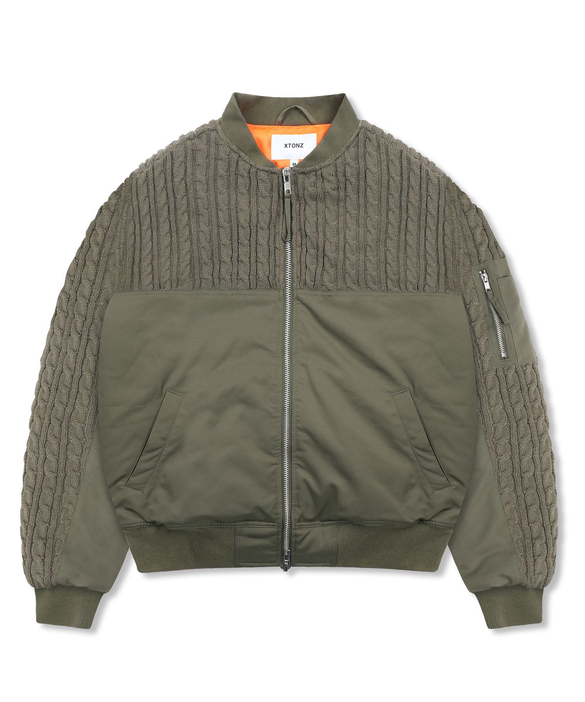 엑스톤즈(XTONZ) XJ127 니트 믹스드 MA-1 자켓 (KHAKI)